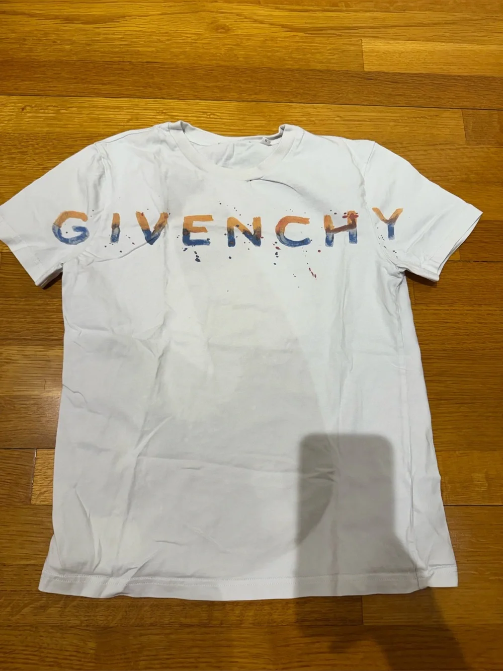 Givenchy Boys Black swim Shorts with Multicolor Paint Logo white tshirt size 12